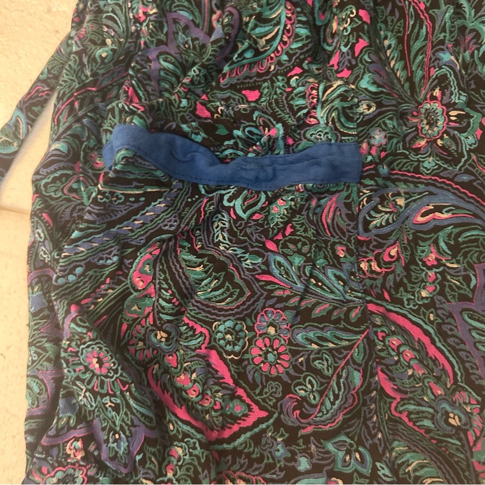Victoria secret vintage gold label paisley flor print robe black pink blue teal - Picture 7 of 10
